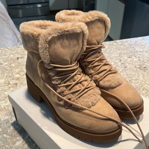 Like New tan women’s size 8 furry booties